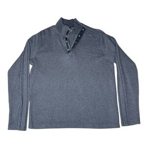 BOSS Hugo Boss Sweater Mens Large Gray Regular Fit Button Half Snap Pullover Top